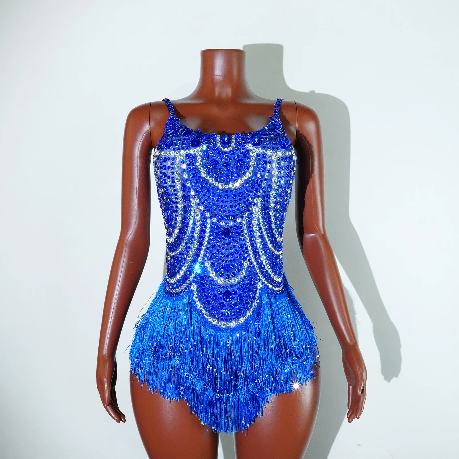

Sexy Sleeveless Lady Tight Jumpsuit Shiny Crystal Nightclub Singer Birthday Party Costume Stage Performance Latin Dance Costume