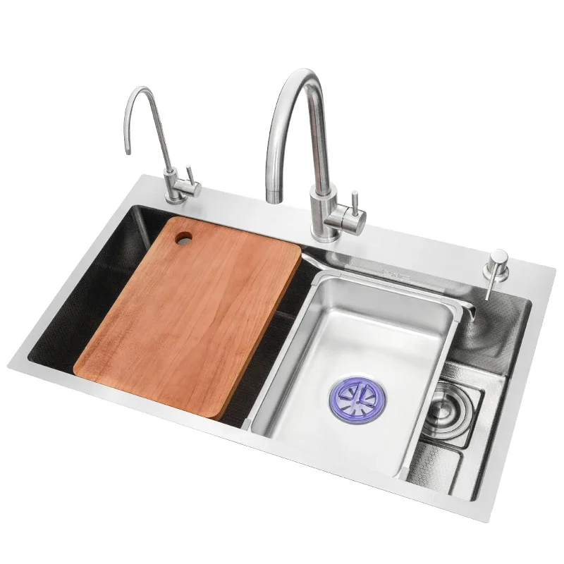 Honeycomb SUS304 stainless steel sink, manually thickened, in the middle and under the kitchen