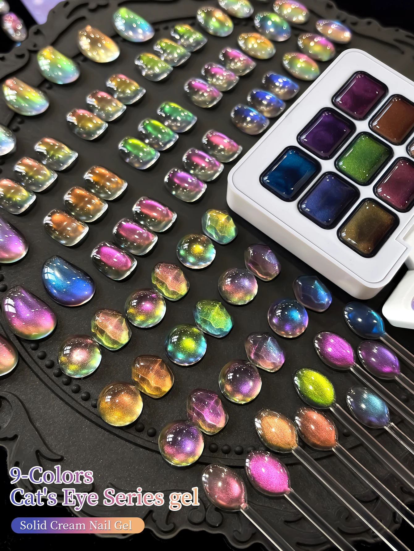 9-Colors Cat Eye Patter Gel Smudges Canned High Saturation Popular Semi-Solid Nail Polish Gel Nail Salon for Special Use