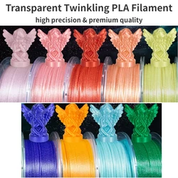 PLA Clear Glitter Transparent Glitter PLA Filament Sparkle Clear 1.75 Mm,Shimmering 3D Printing Filament with Colorful Glitter