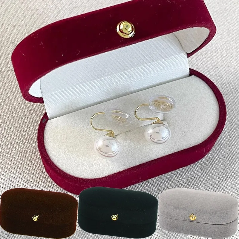 Flocking Velvet Square Boxes Propose Rings Earring Display Ring Jewelry Storage Box Oval Flip Case Packaging Container Organizer