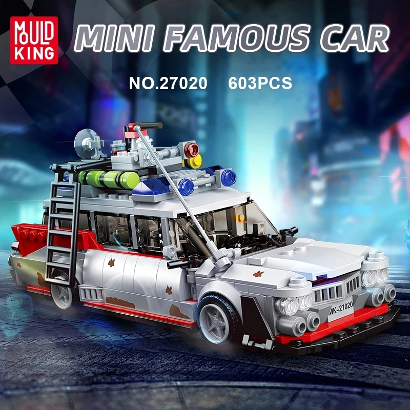 MOULD KING 27020 Technical Car Toys The Mini Ghost Bustered ECTO-1 Car Model Assembly Building Block Brick Kids Christmas Gifts