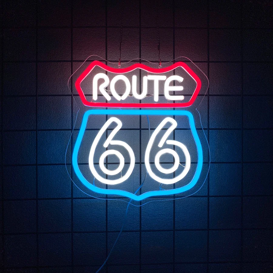 

66 Poster Aesthetic Room Decor for Wall Plates Neon Led Sign for Home Usb Route Man Used Powered Accessories Club Bar Game Stuff
