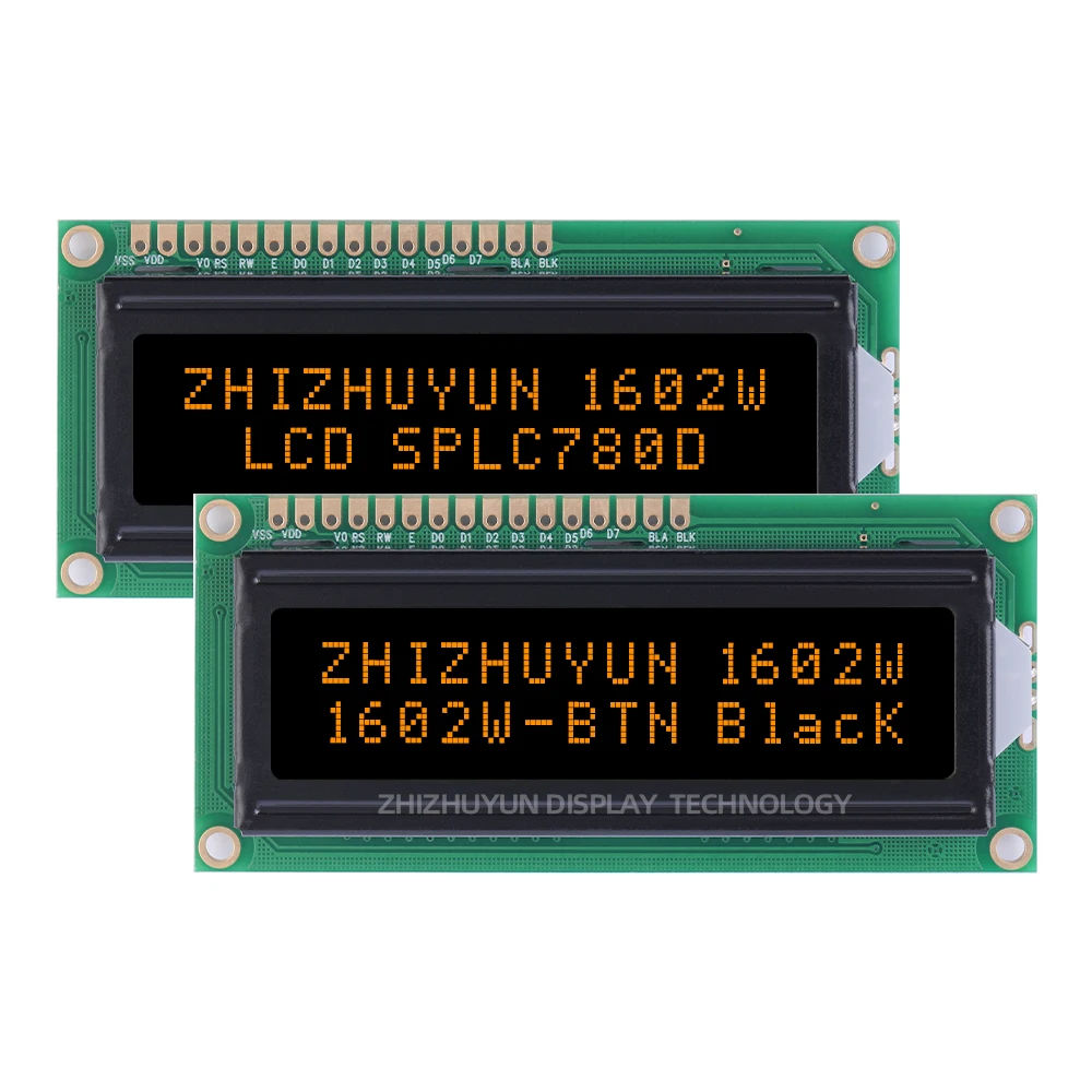 1602W LCD Display Screen BTN Black Film Green Text Multiple Word Libraries LCD Module Controller SPLC780D