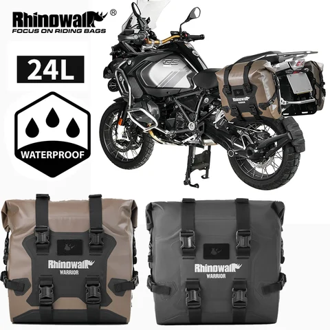 Rhinowalk Motorcycle Side Bag Quick Release 24L Waterproof Motor Touring Tail Saddlebag Storage Luggage With Inner Support Board
