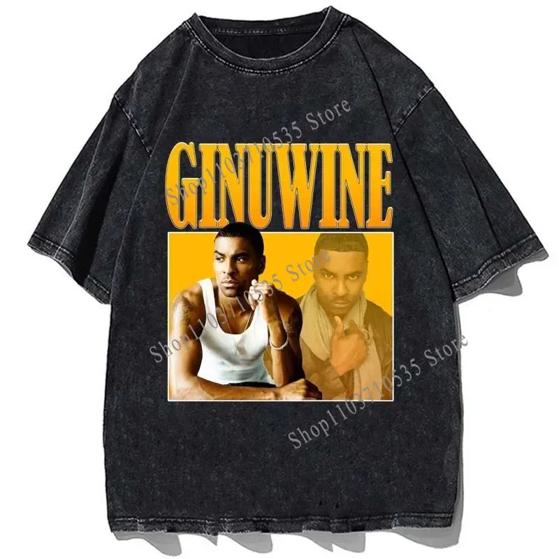 Singer Ginuwine Graphic Printed Tshirt High Quality Cotton T-Shirt Summer Short Sleeves Oversized Tees Harajuku Streetwear Tops