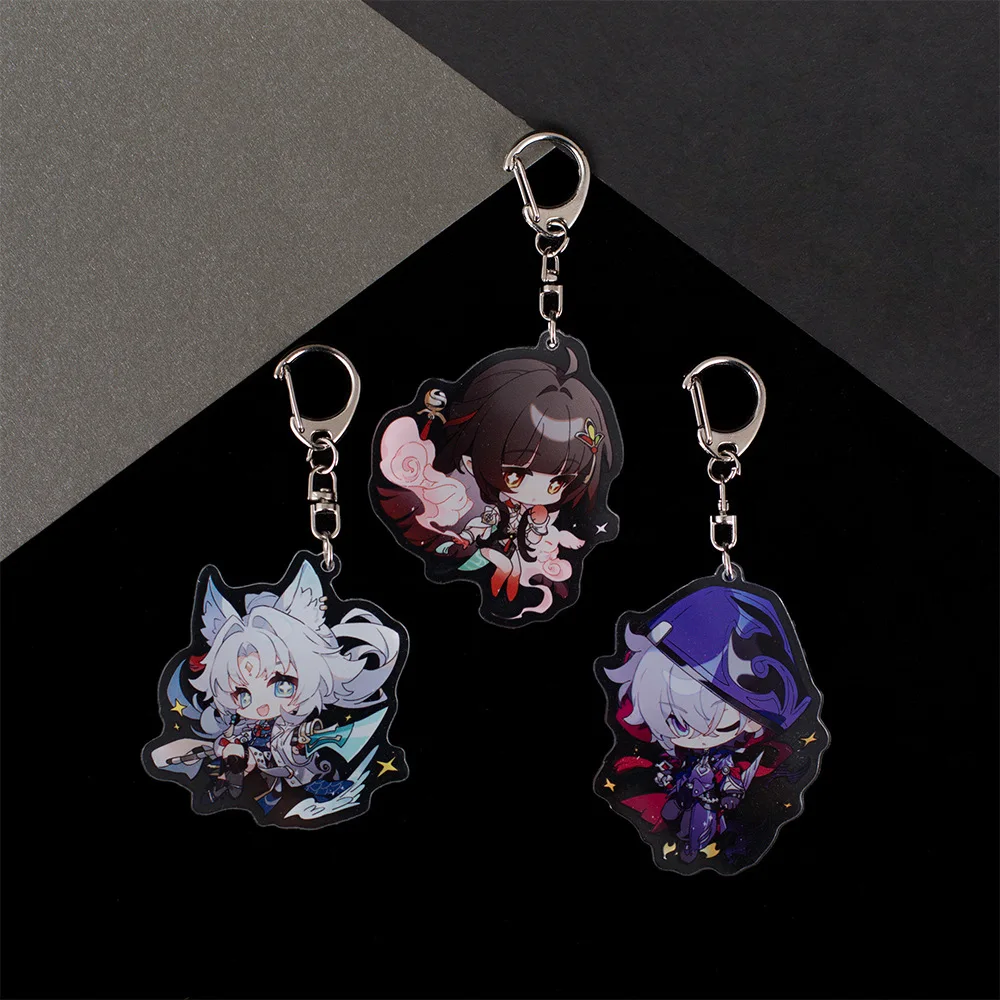 Cute Cartoon Game Honkai: Star Rail Figure Feixiao Moze Lingsha Cosplay Acrylic Key Chains Bag Accessories Fans Christmas Gifts