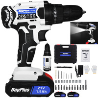 DayPlus Cordless Combi Drill &Impact Driver Set with 2PC 1500mAh Li-Ion Battery,Variable Speed Drill Driver, 25+1 Torque Setting