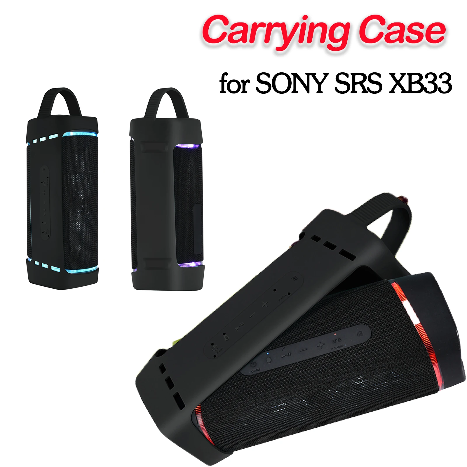 Soft Silicone Carrying Case for SONY SRS XB33 Speaker Protective Case Shock Proof Bluetooth-compatible Speaker Cover with Handle