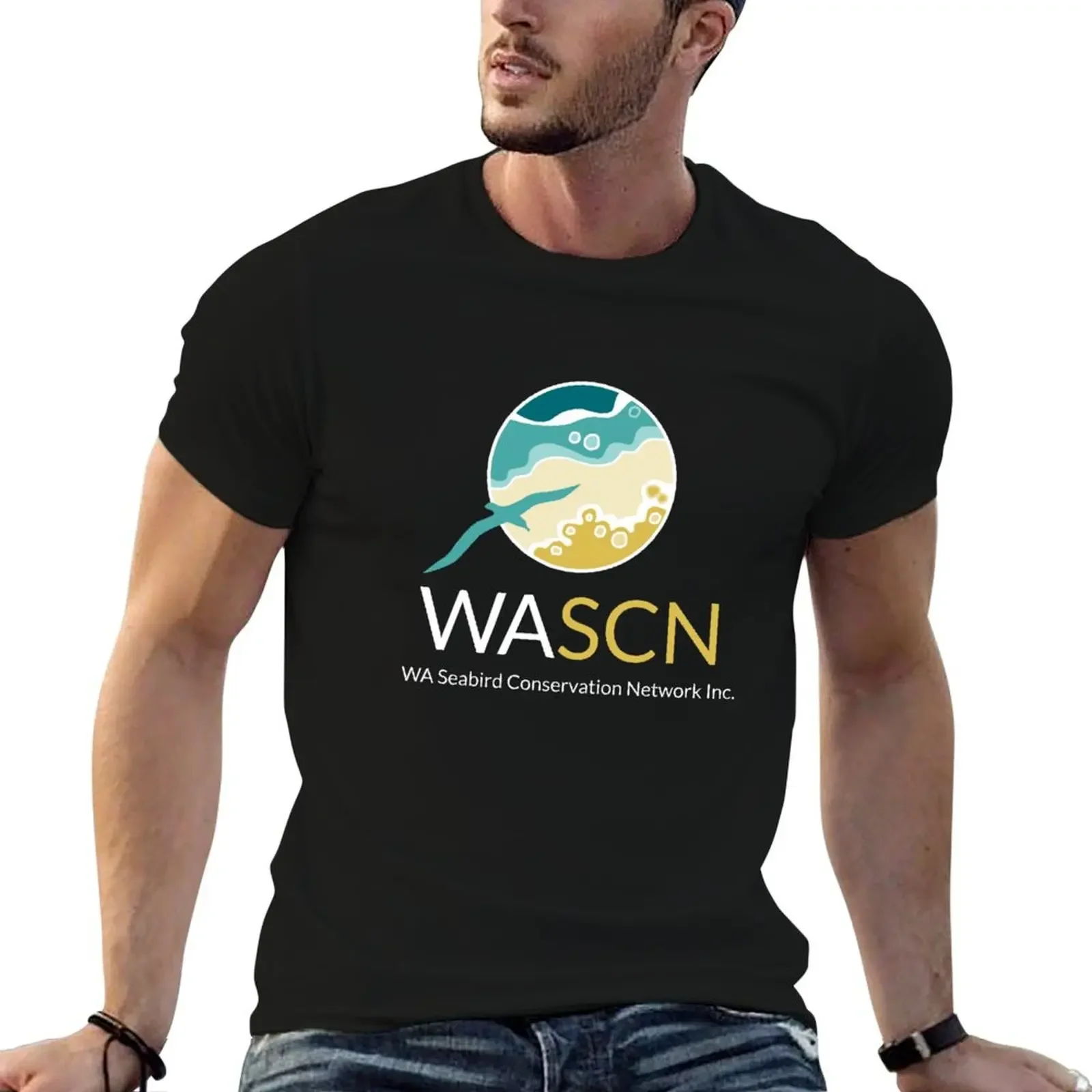 

WASCN logo REV (for dark background) T-Shirt anime shirt quick-drying mens graphic t-shirts