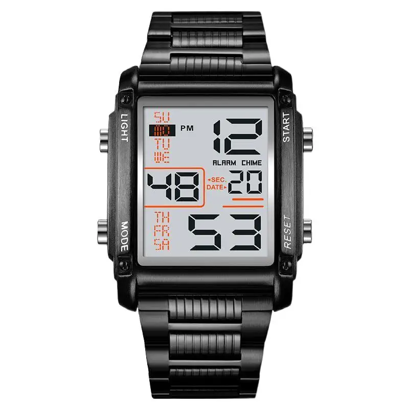 SkmeiElectronic Watch ساعة رجالية مربعة متعددة الوظائف مضيئة مقاوم للماء ساعة إلكترونية ساعة رياضية