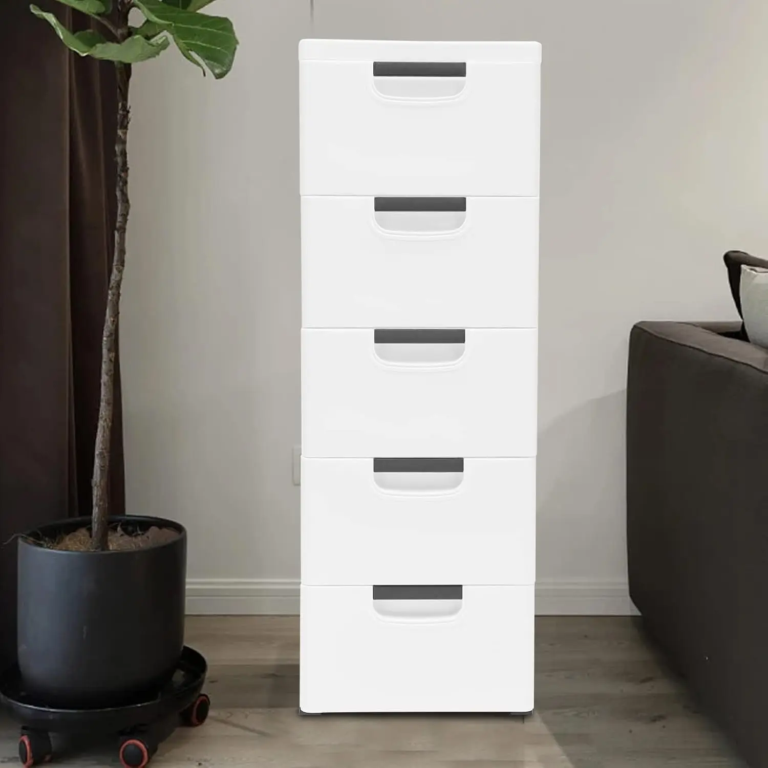 

Plastic 5 Drawers Dresser Cabinet, Stackable Vertical Clothes Tower, Modern Plastic Drawers Dresser Closet Drawers Organizer