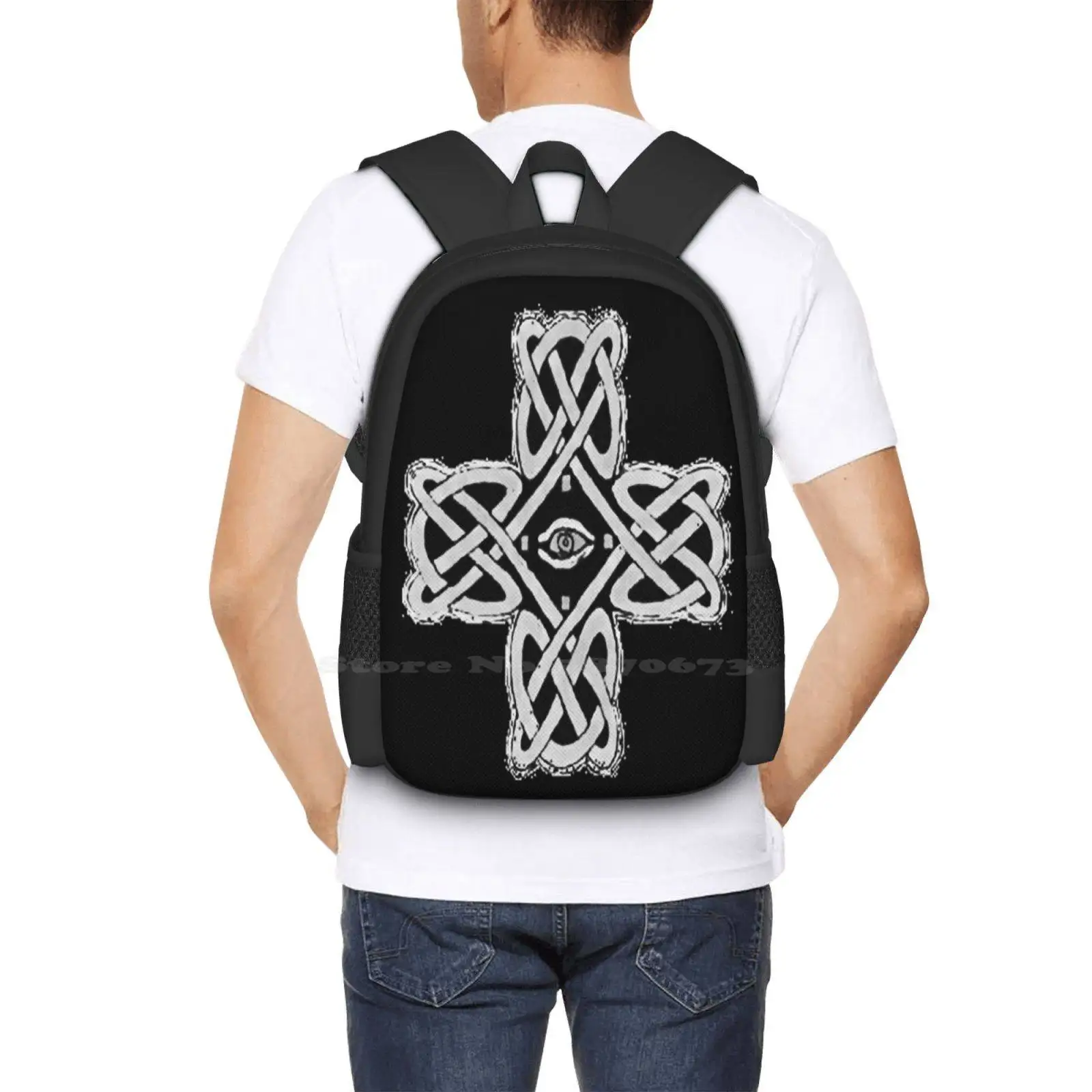 Black&White Gahan Cross School Bags Travel Laptop Backpack Dave Gahan Music 80S Cross New Wave Post Punk