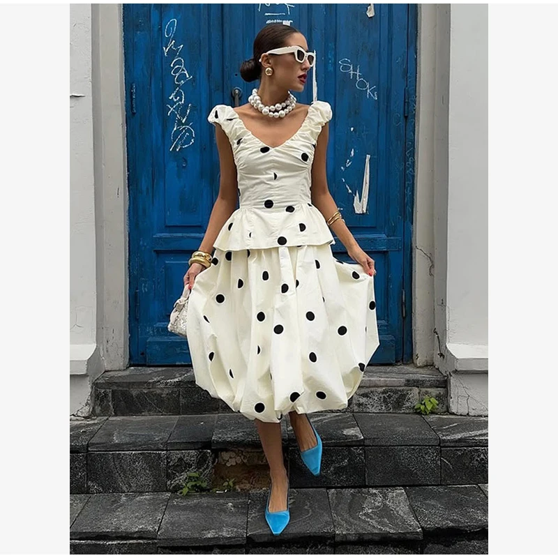 Vintage Polka Dot Backless Top Women