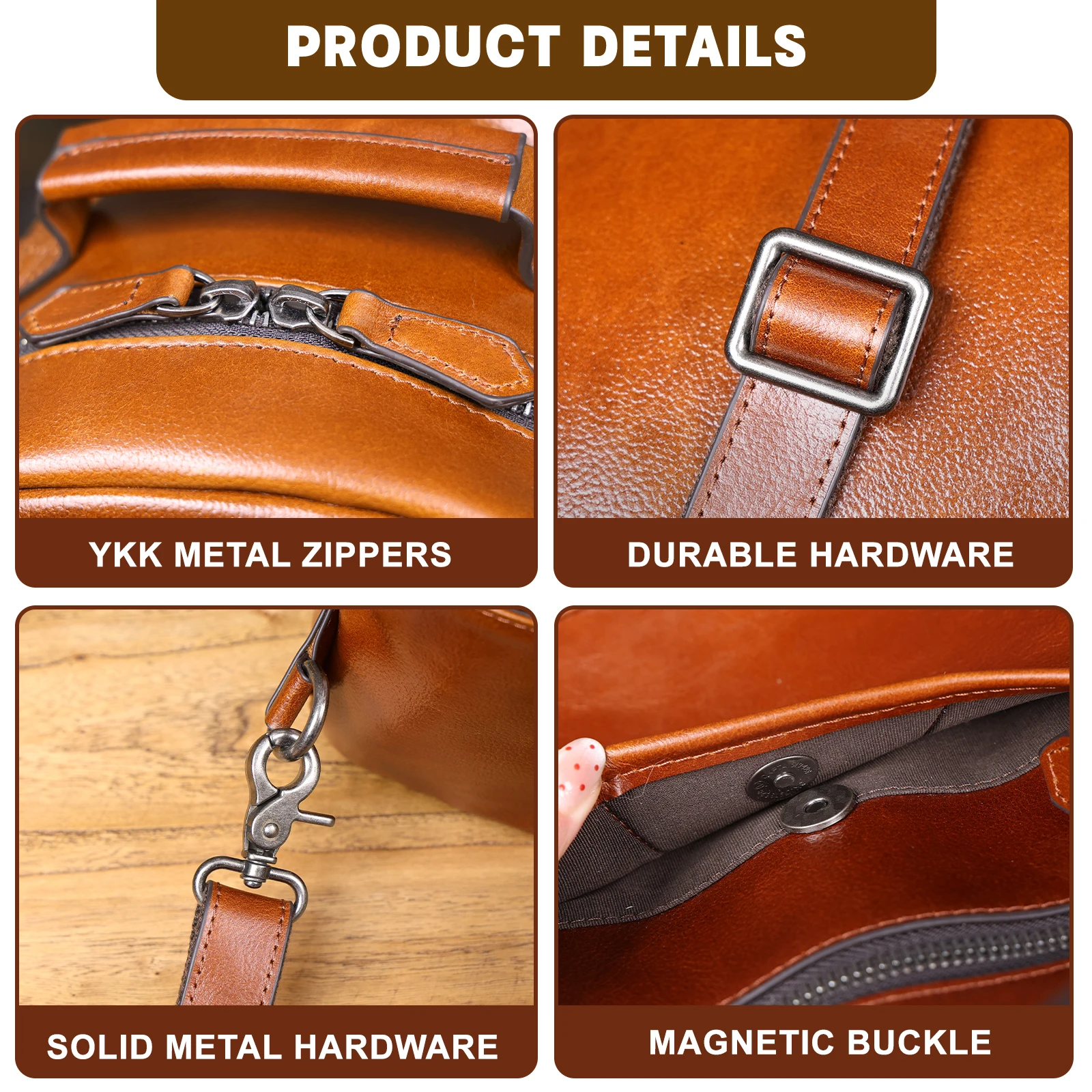 S.WORKER Herren-Umhängetasche aus hochwertigem, pflanzlich gegerbtem Leder, lässige Mode-Brusttasche – Detail 12