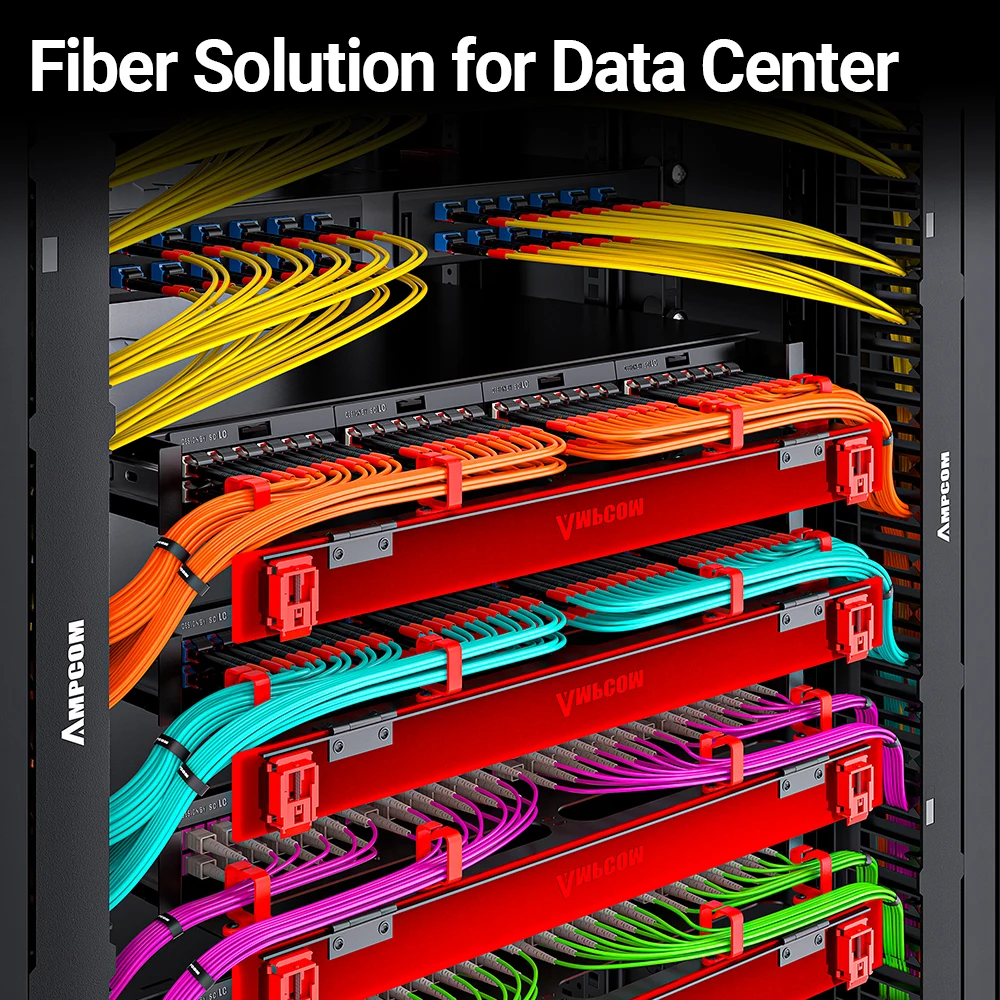 AMPCOM LC - LC UPC OM4 광섬유 패치 케이블 40G 다중 모드 이중, 50/125μm, OD 2.0mm, LSZH OFNR, 1-100미터