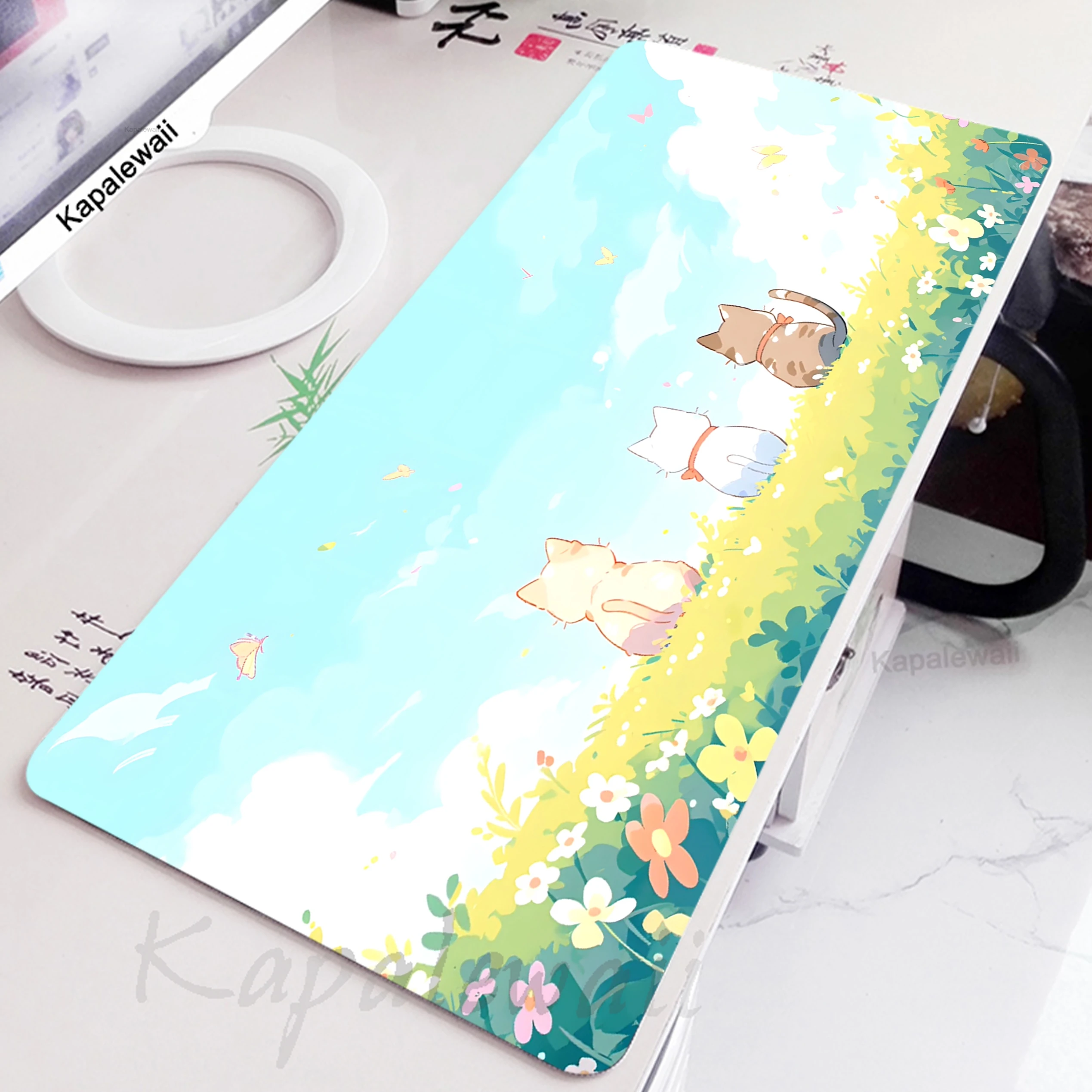 

Sakura Cat Large Mouse Pad For Office Mausepad Home Gamer Speed Keyboard Pads Anime Cute Mouse Mat Office Desk Protector Mat