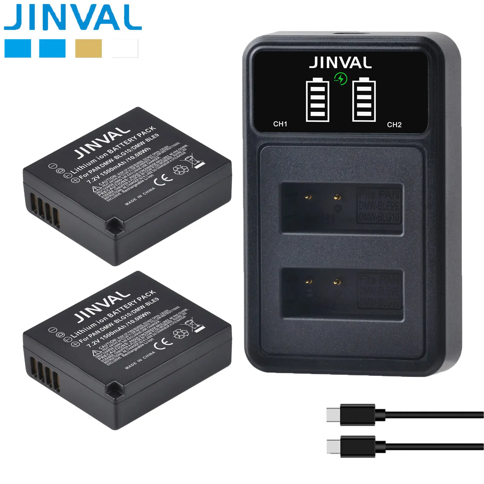 

JINVAL 1500mAh DMW-BLG10 Battery High Capacity DMW-BLE9 Batteries + PD 20W Fast Dual Charger For Panasonic GX85 GX80 LX100 G100