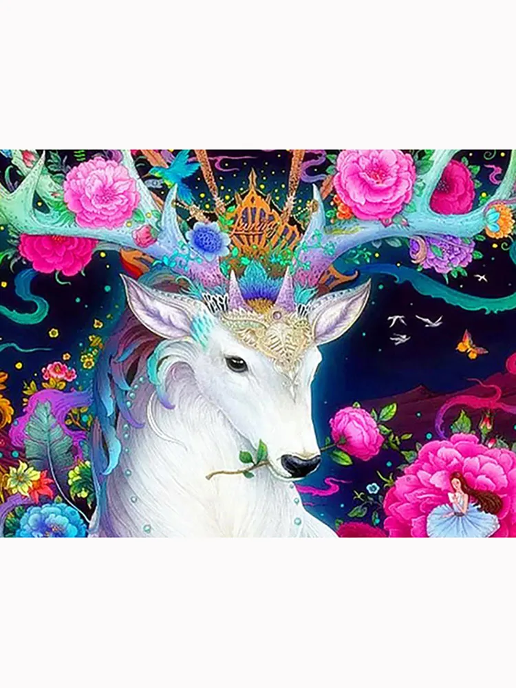 Divine Beast Deer Animal Diamond Painting Set DIY Diamond Embroidery All Artificial Water Diamond Mosaic Handmade Painting