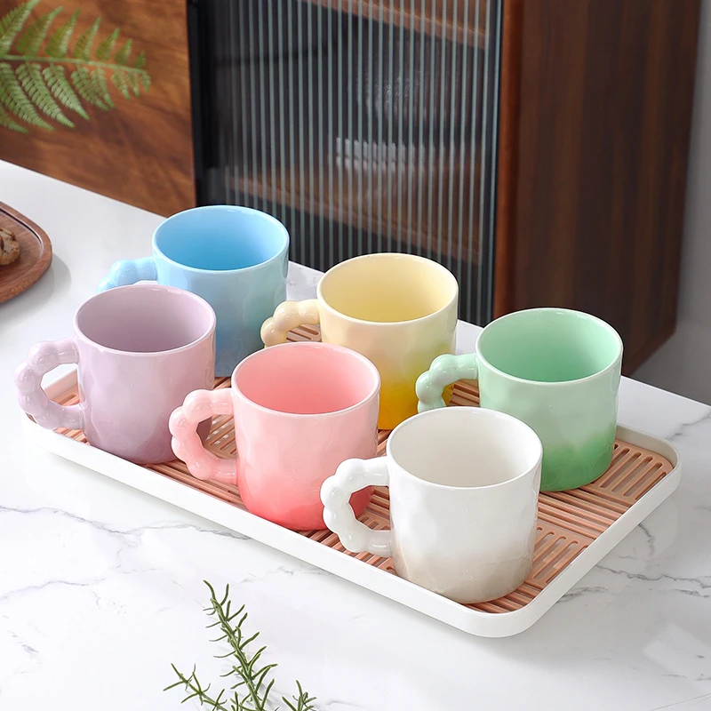 

adual Color Cerc Mugs Set for Home Use Living Room Guest Water Cup One Person One Color Fly Tea Cup Water Set