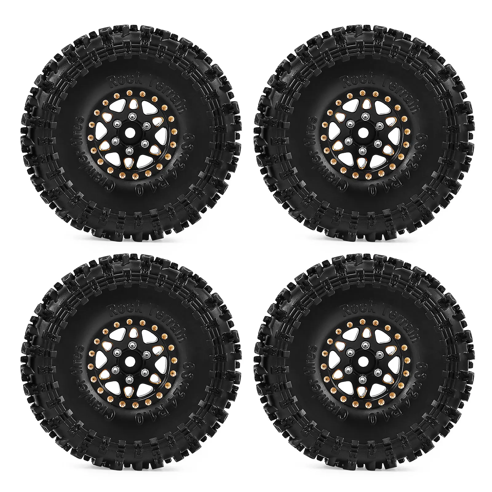 1/24 1/18 RC 크롤러 TRX4M SCX24 FCX24 FMS AX24 업그레이드 부품용 1인치 헤비 브래스 휠 타이어 세트 4개