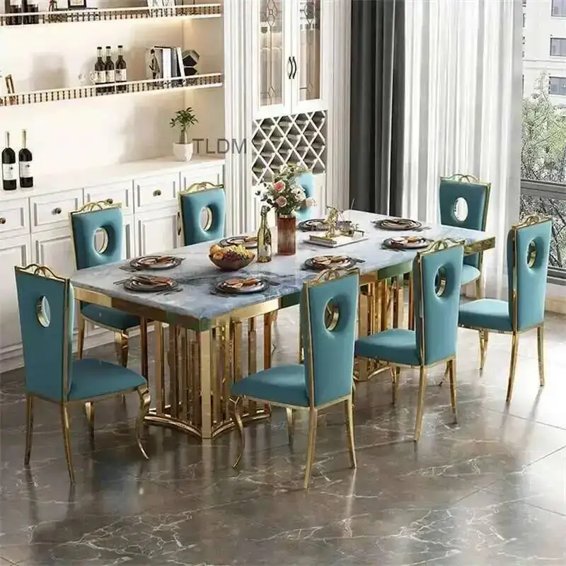 Steel Stainless Furniture Modern Dining Chairs Home Dining Table Chairs Nordic Flannel Dinning Chair Restaurant Backrest Chair M