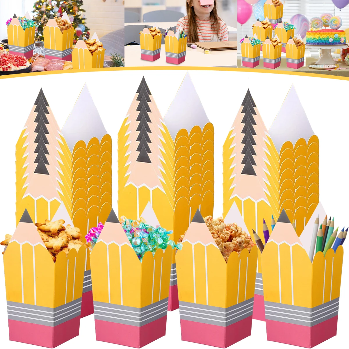 25 uds. Cajas de regalo para profesores de regreso a la escuela, cajas de palomitas de maíz, cajas de dulces, Mini bolsas de palomitas de maíz para decoración de aula escolar