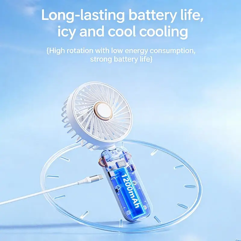 Portable Handheld Mini Fan Foldable Neck Hanging Fans 5 Speed USB Rechargeable Fan With Phone Stand And Display Screen·