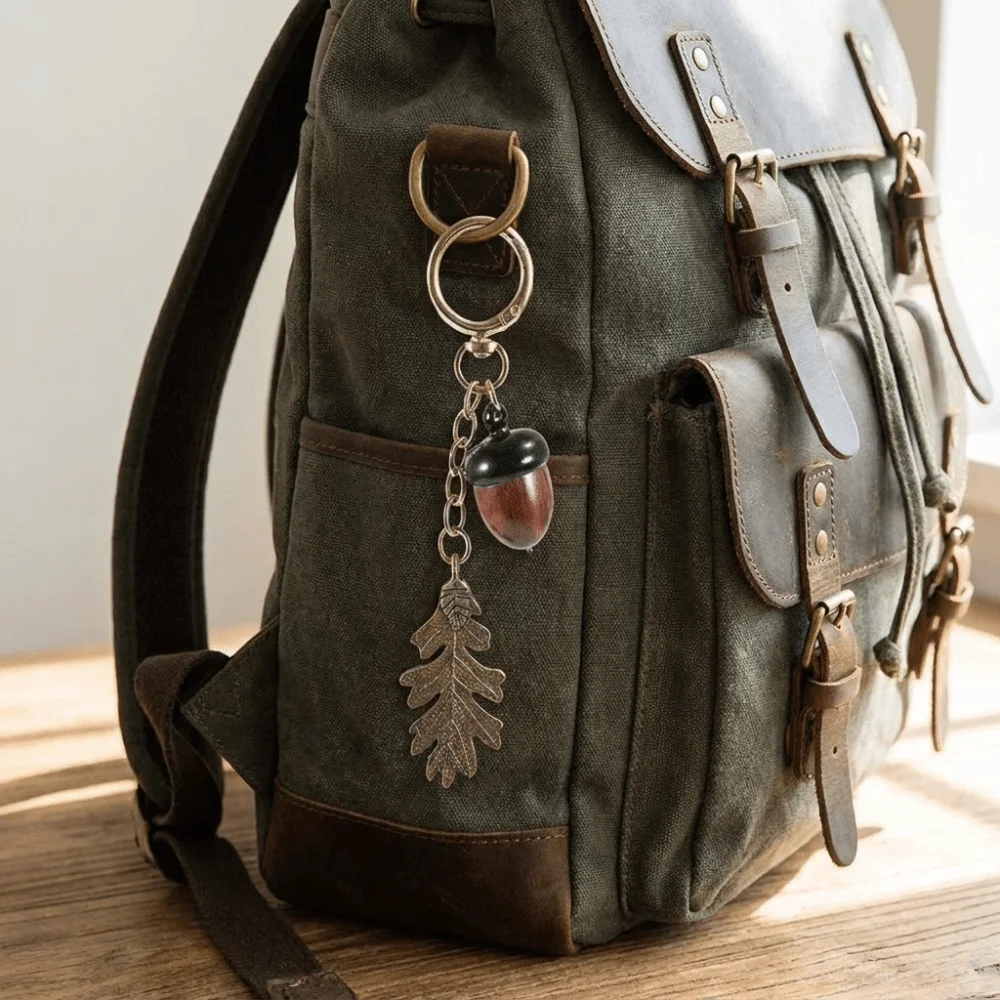 Antique Acorn Keychain Lightweight Twist Open Metal Keychain Removable Small Item Storage Simulation Acorn Bag Pendant