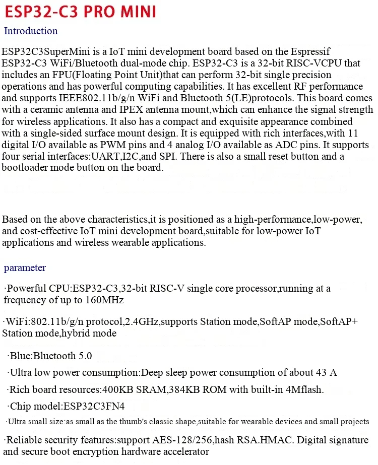 ESP32-C3 Entwicklungsboard, ESP32 SuperMini Entwicklungsboard, ESP32 Entwicklungsboard, WLAN, Bluetooth – Detail 6