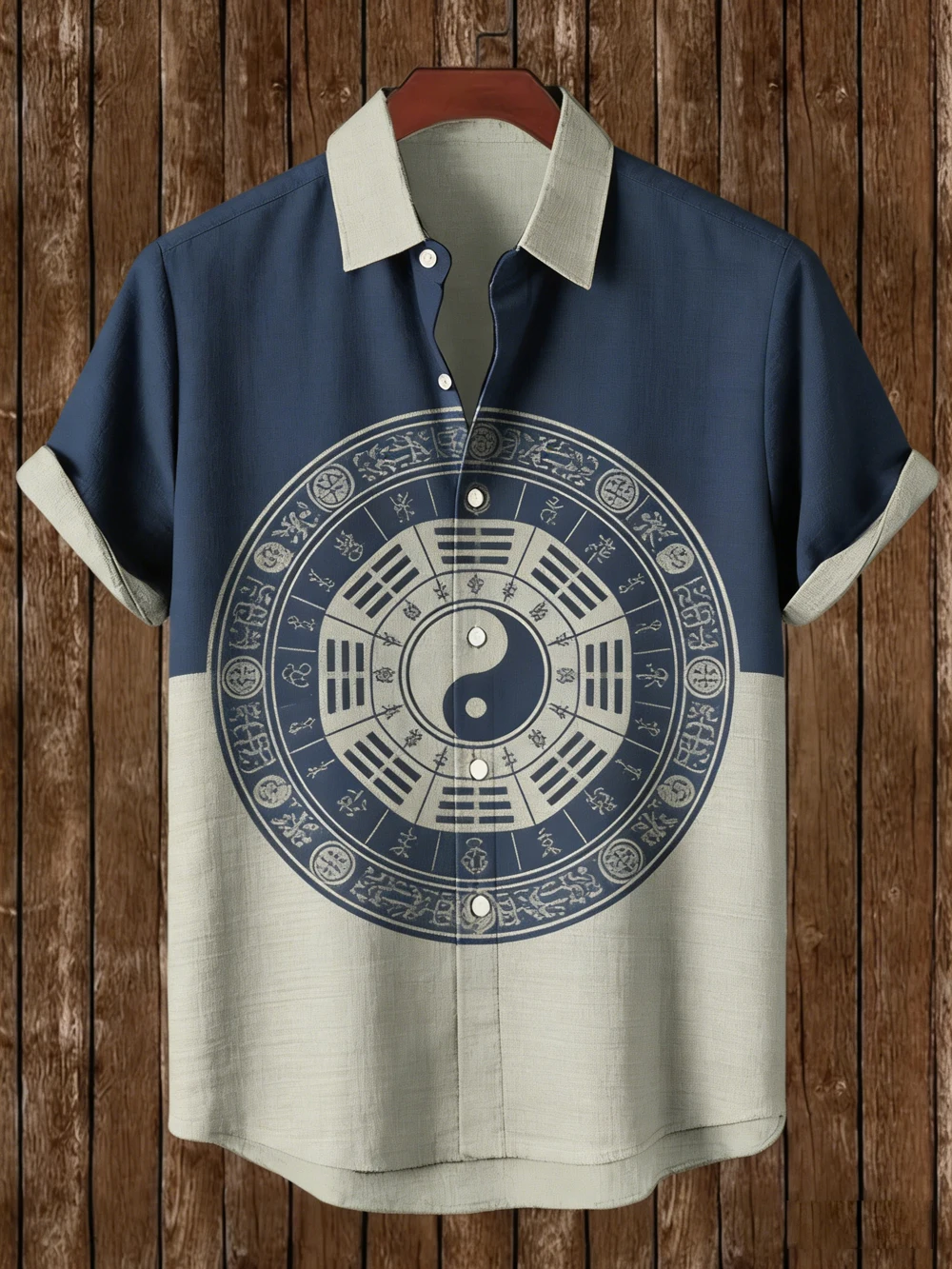 

2026 Men's Summer Retro Linen Short Sleeve Lapel Shirt Oriental Fairy Pattern 3D Printing Hawaiian Outdoor Casual Clothes Men's