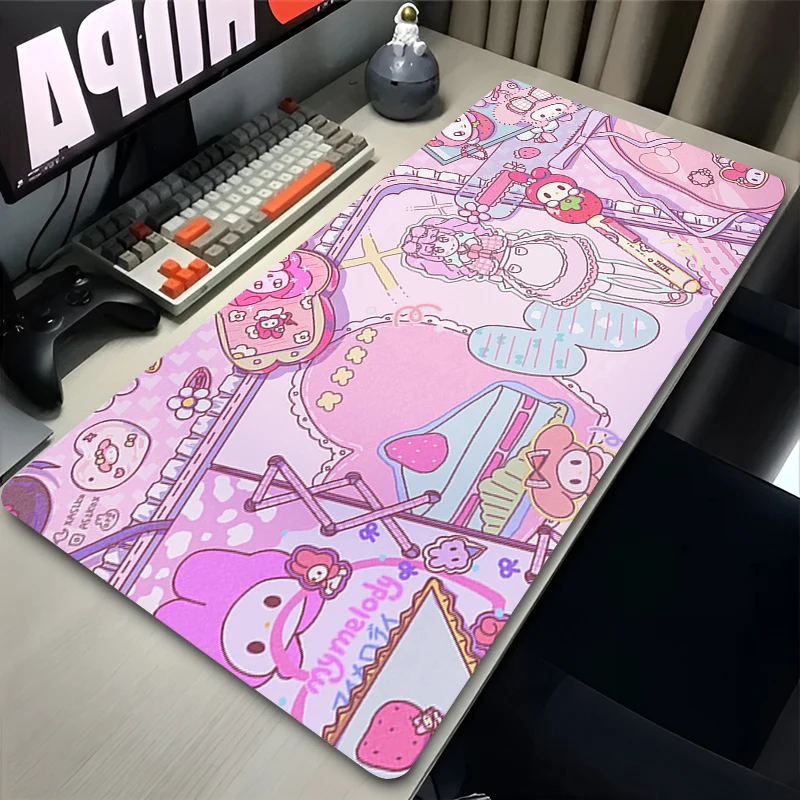 Pink Sakura Flower Mouse Pad Laptop White Strawberry Gaming Keyboard Rug PC Anime Girl Sanrio My Melody Mousepad Kawaii Desk Mat