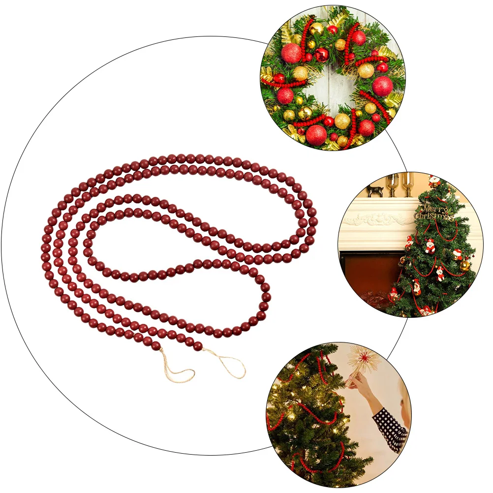 

Xmas Tree Ornament Wooden Bead String Christmas Garland Xmas Wreath Decoration Christmas Adornment Wooden Bead String