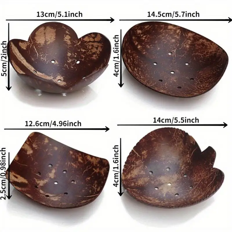 1PC Country Style Coconut Shell Bowl with Hole Soap Box Storage Bowl DIY Material Candy Dessert Bowl Coconut Tray Creative