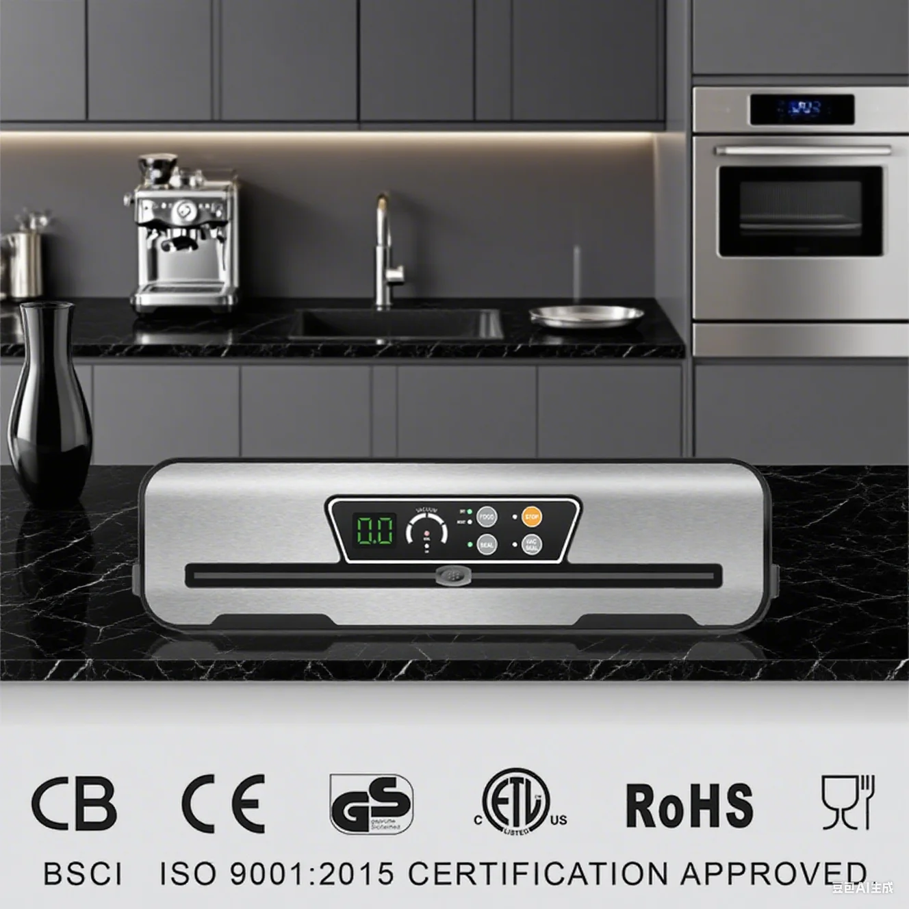 Household Mini Electric Stainless Steel Vacuum Food Sealer Digital Display Compact Design Vacuum Packing Machine