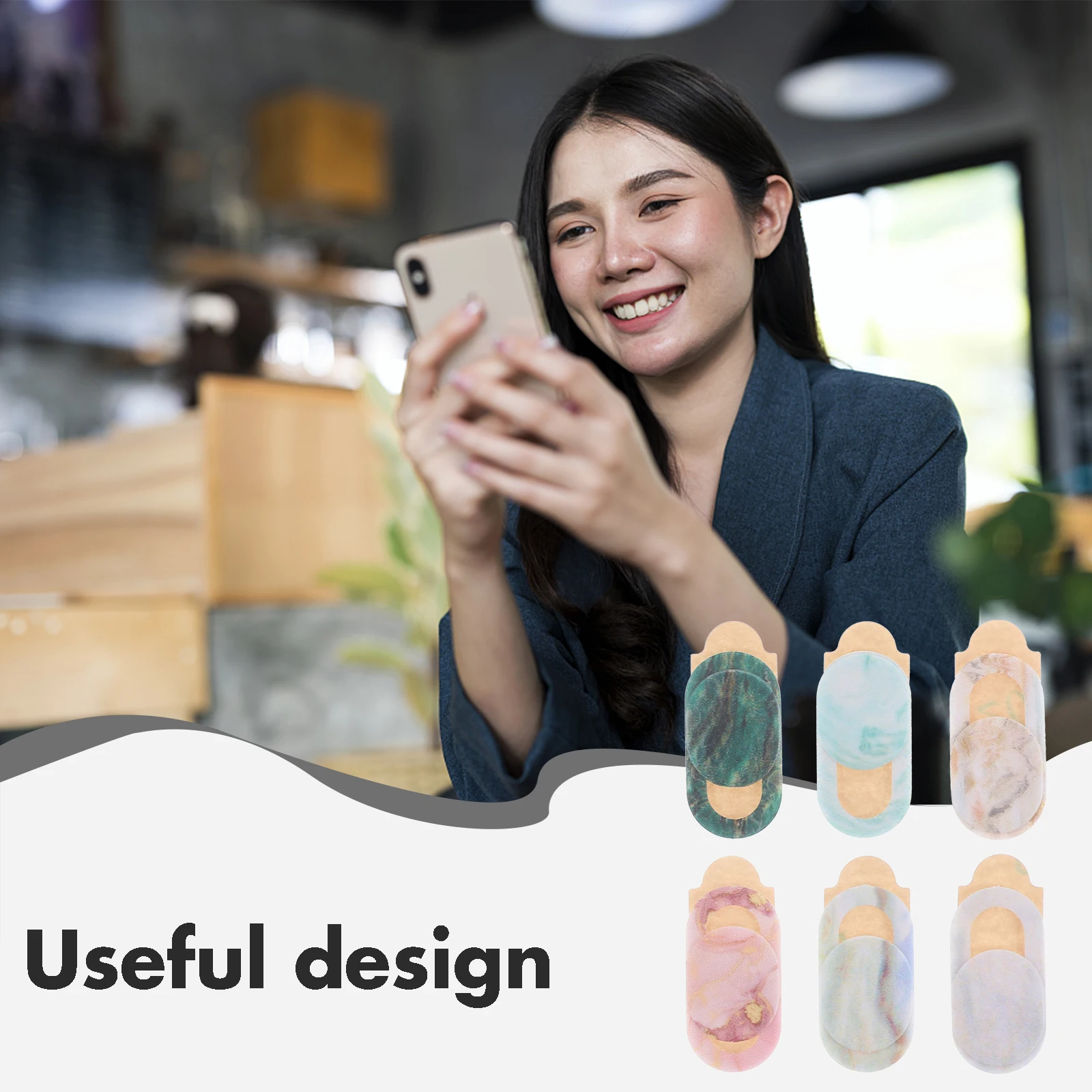 

6pcs Webcam Privacy Protection Covers Sticker Marble Pattern Anti Peeping Laptop Slide Lightweight Durable Easy