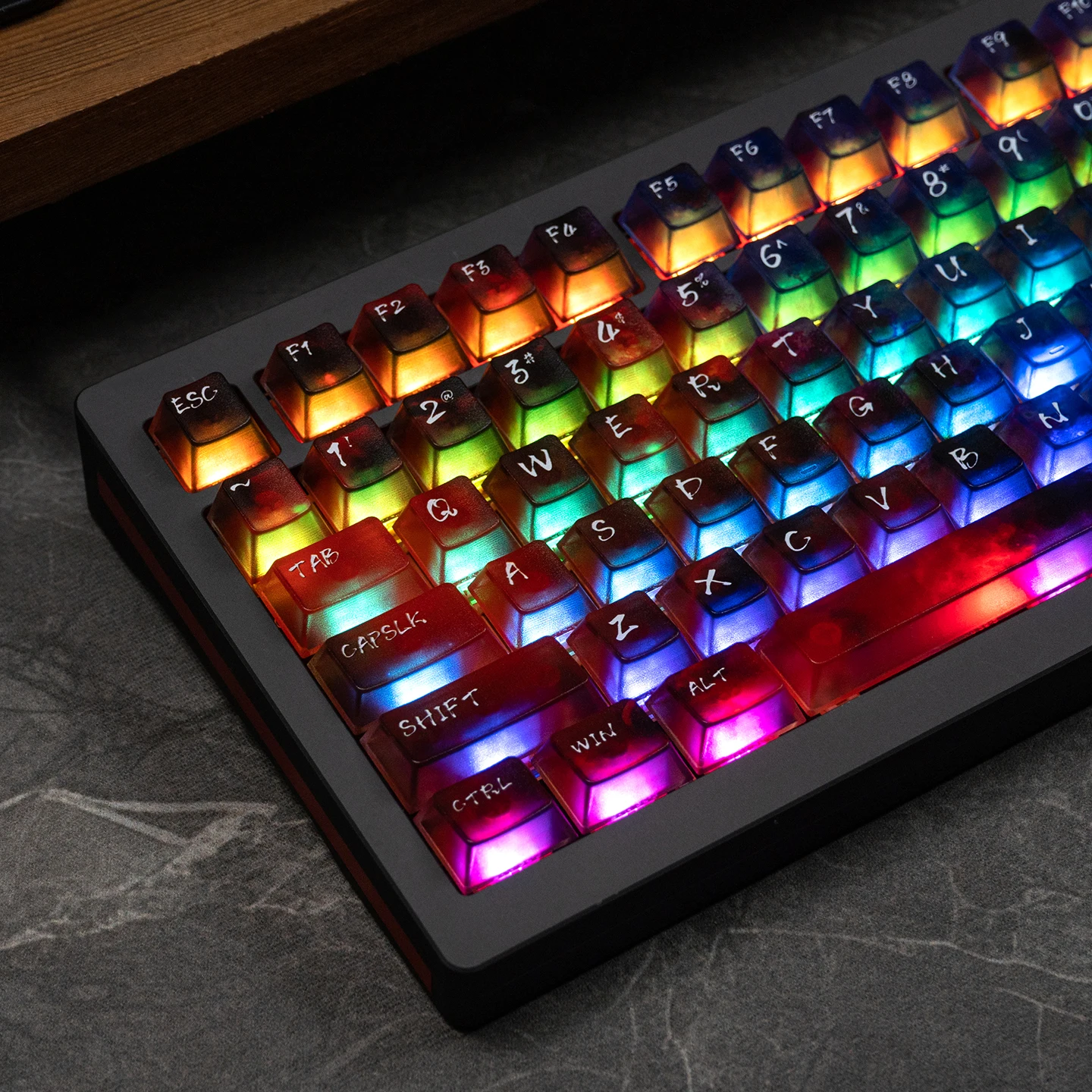 أحمر أزرق نيون متدرج Keycap PC متجمد ماتي شفافة قبعات لوحة المفاتيح الميكانيكية 119 مفاتيح الكرز الشخصي شفافة أغطية المفاتيح #5