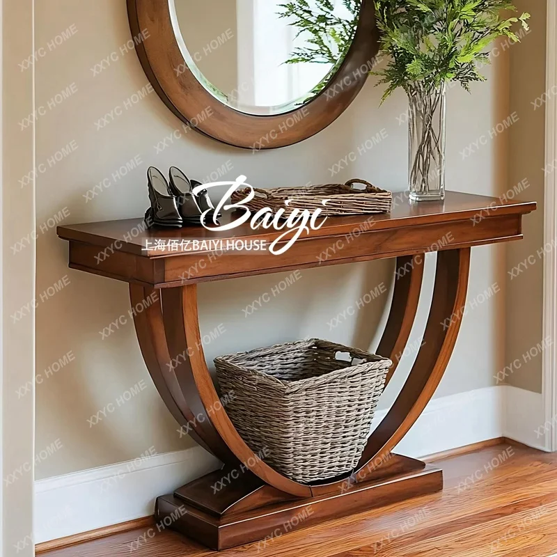 XX  rural solid wood entrance platform retro living room entrance cabinet aisle corridor decoration pretty fashion new