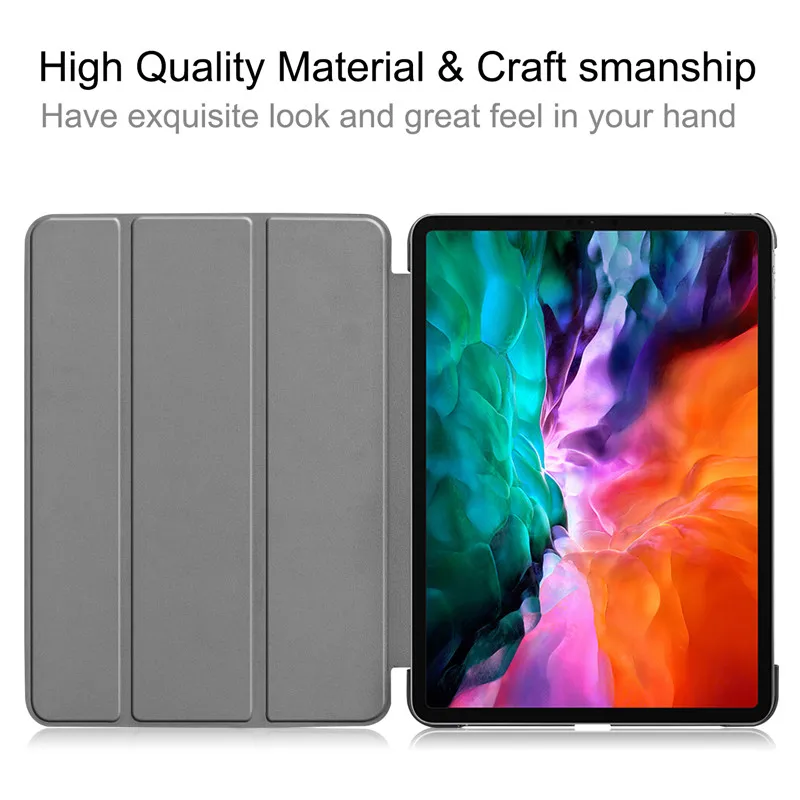 Case For iPad Pro 2021 Case 11 12.9 inch Tri-Fold PU Leather Stand Tablet Funda For iPad Pro 12 9 2021 Case For iPad Pro 11 2021