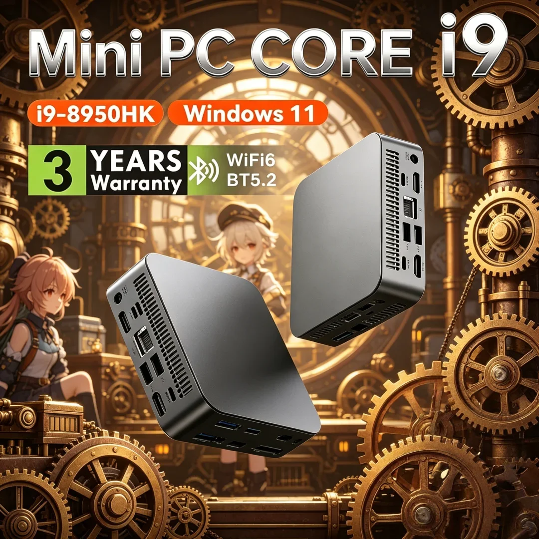 Cutting-edge Handy MINI PC Windows 11 Pro Core I9 8950HK 32GB RAM 1TB 2TB SSD WIFI 6 BT5.2 4K HD Elegant Daily