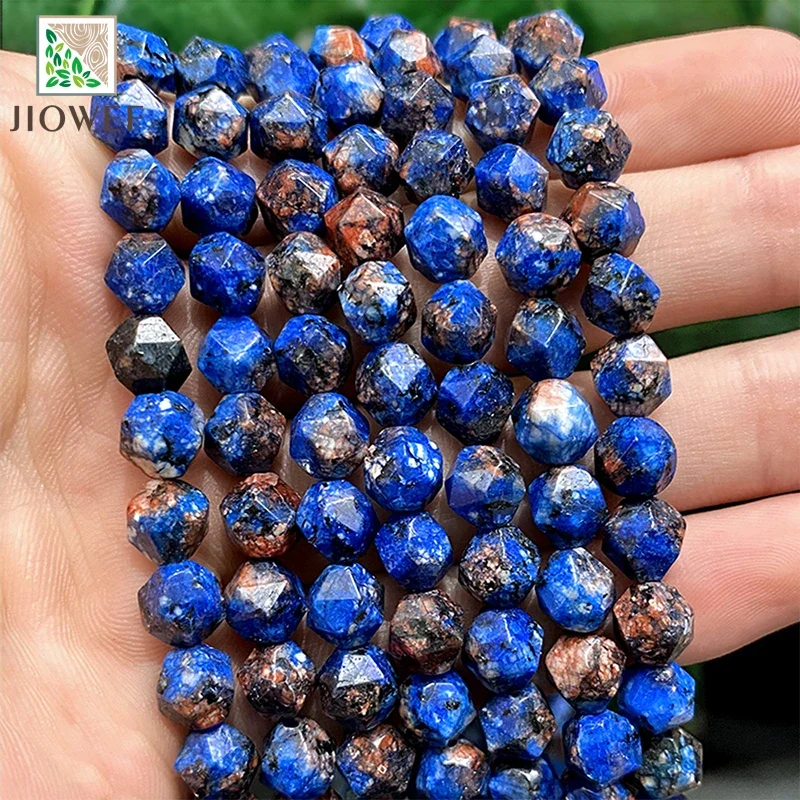 

Гладкие натуральные граненые желтые точки лазурит синий халцедон свободные бусины DIY подвески браслет для изготовления ювелирных изделий 8 мм 14 дюймов нить