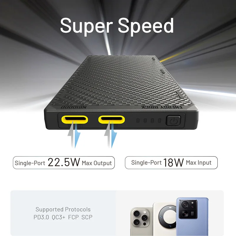 NITECORE NB10000 NB20000 Gen3 Portable Mobile Power Bank 20000mAh Carbon Fiber PD/QC3.0 18W Fast Charge for iPhone Xiaomi