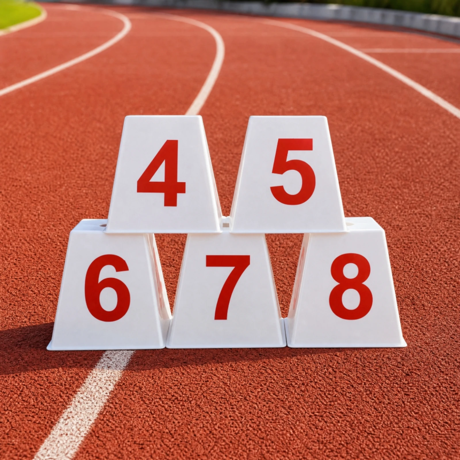 Triangular Track Lane Marker Highly Visible Lane Marker with Printed Numbering Stable for Athletics Event Organizers