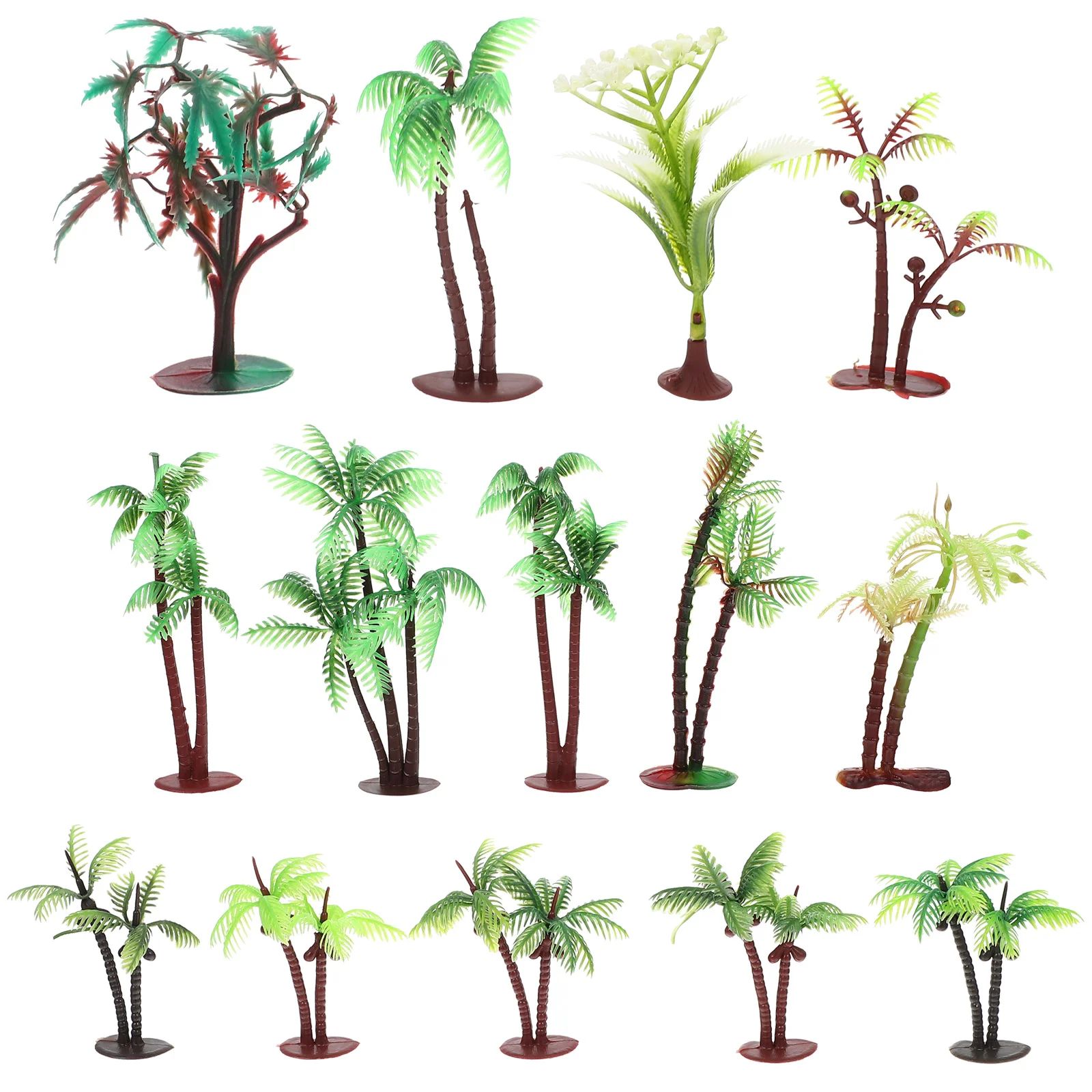 

14 Pcs Tree Toppers Model Terrarium Exquisite Adornment Cake Tropic Glow Green Plastic Coconut