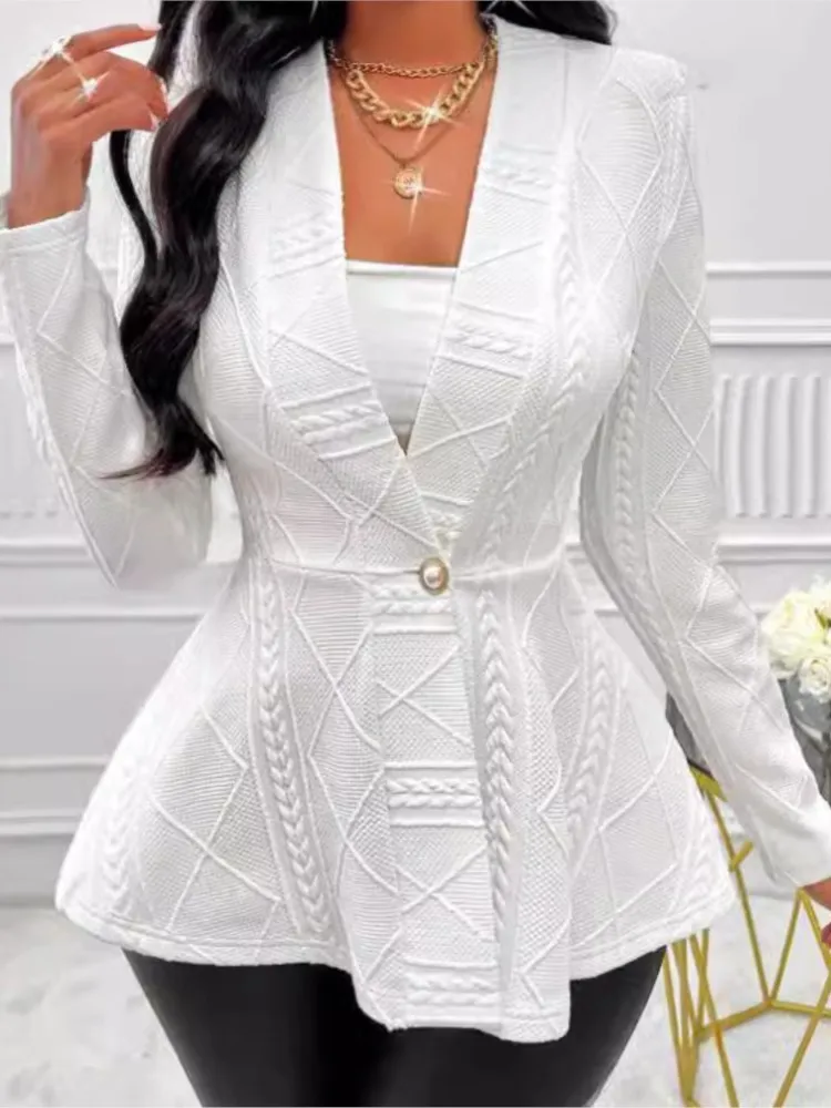 

Women's New Single Button Slim Long-sleeved Jacket For Autumn And Winter Fashion Elegant Casual Solid Coat Womens Clothing