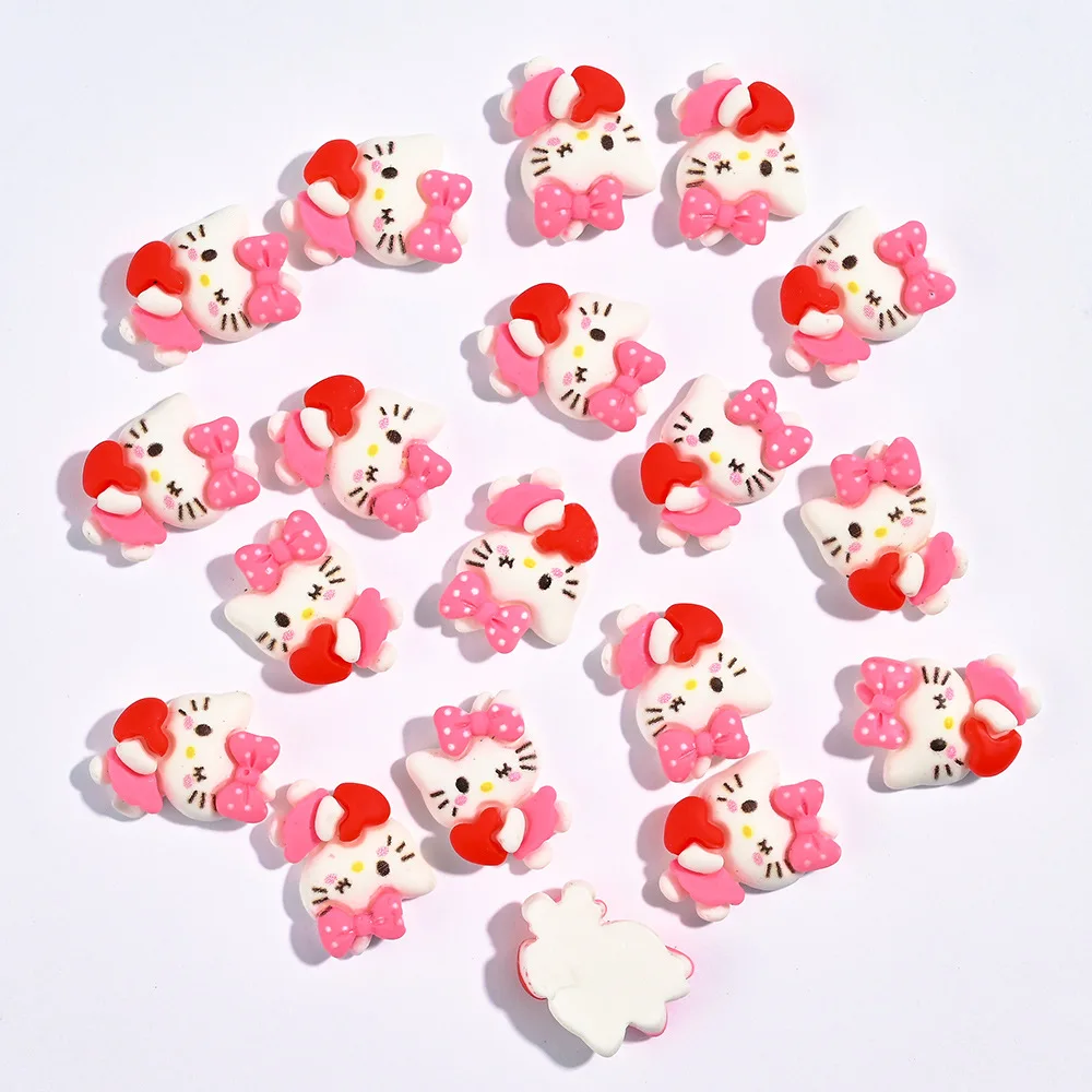 10/20Pcs Kawaii Sanrio Hello Kitty Nail Tips Charms Ornament Acrylic Diy Cartoon Phone Case Nail Accessory Cute Gift for Girl