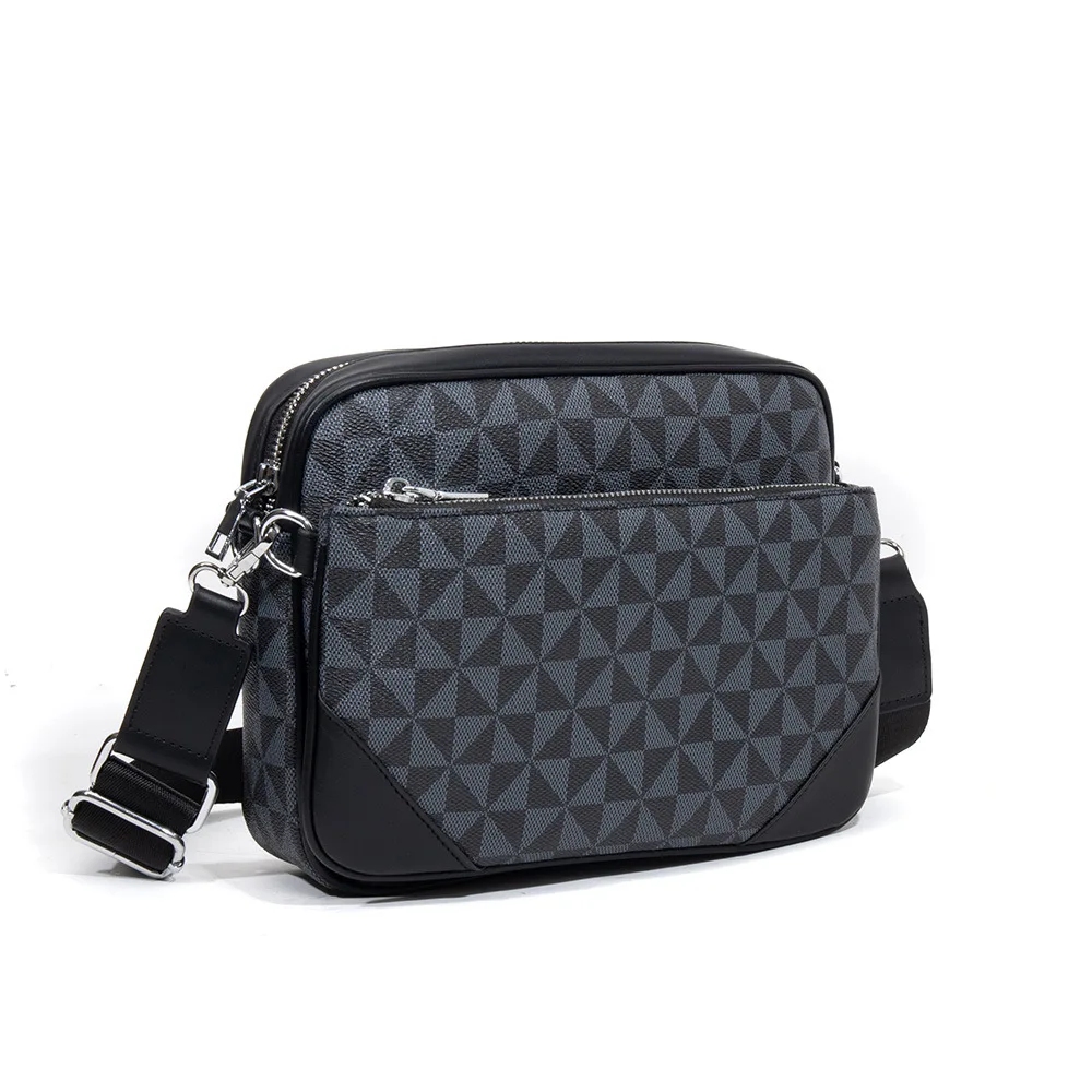 Fashionable 3-piece PU Men's Large Capacity Shoulder Bag Retro Trendy Shoulder Bag Casual Camera Bag