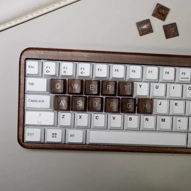 Walnut Wood Keycap Custom Solid Wood Spacebar Enter Artisan Keycaps Cherry Profile Point Key Caps Mechanical Keyboard Accessory