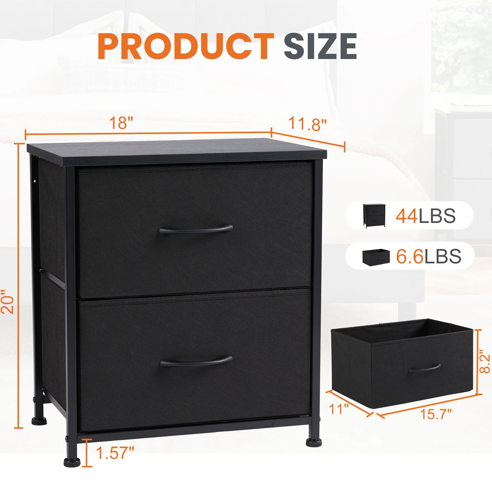 JHK Nightstand Bedside Coffee Sofa Tea Table Storage Closet Chest Clothes Display For Bedroom 2