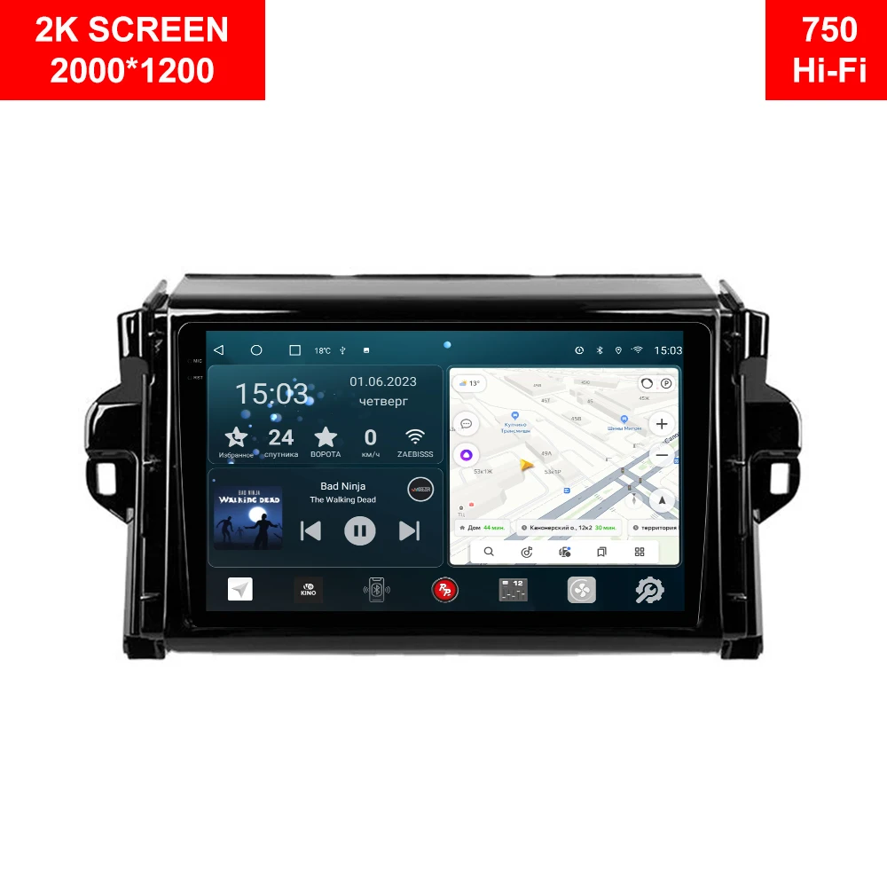 Redpower 75069 HiFi car radio for Toyota Fortuner 2-generation (07.2015-in) DVD Player Bluetooth Audio Video Screen 2 Din